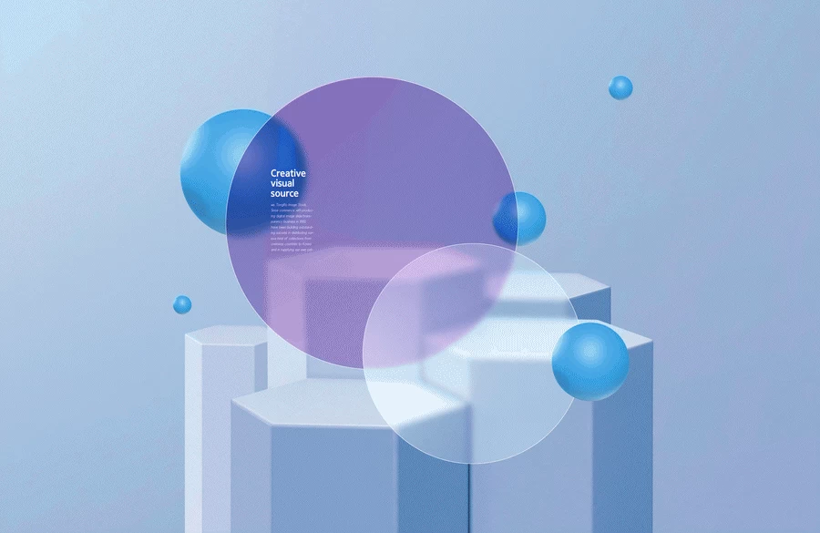 潮流创意透明玻璃3D舞台液体几何主视觉KV海报背景PSD设计素材【007】